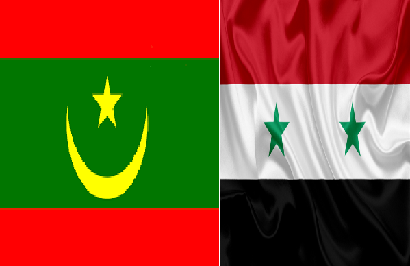 العلمين السوري من اليمين والموريتاني من اليسار